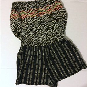 Xhilaration Strapless Romper Black/Cream Sz M